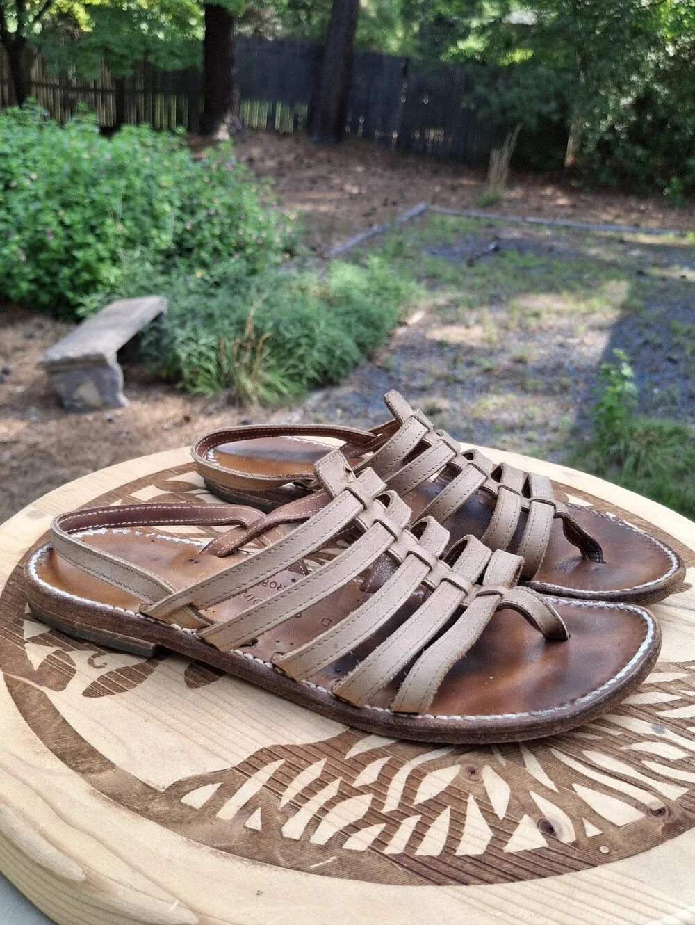 Rondini Saint Tropez Bikini Multi-Strap Roman Tan Leather Sandals Size 9